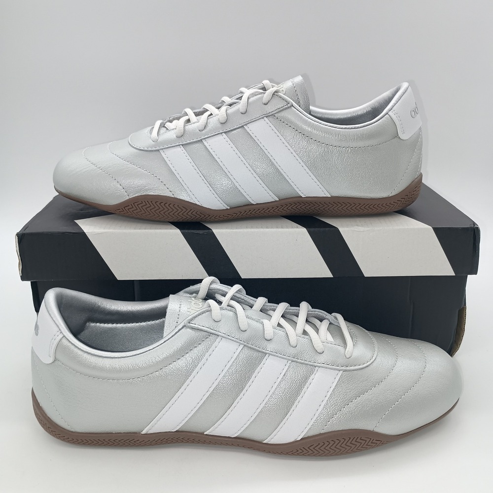 adidas Grand Court Lo Metallic Silver White Gum Sole Sneakers JQ9682 Womens 9